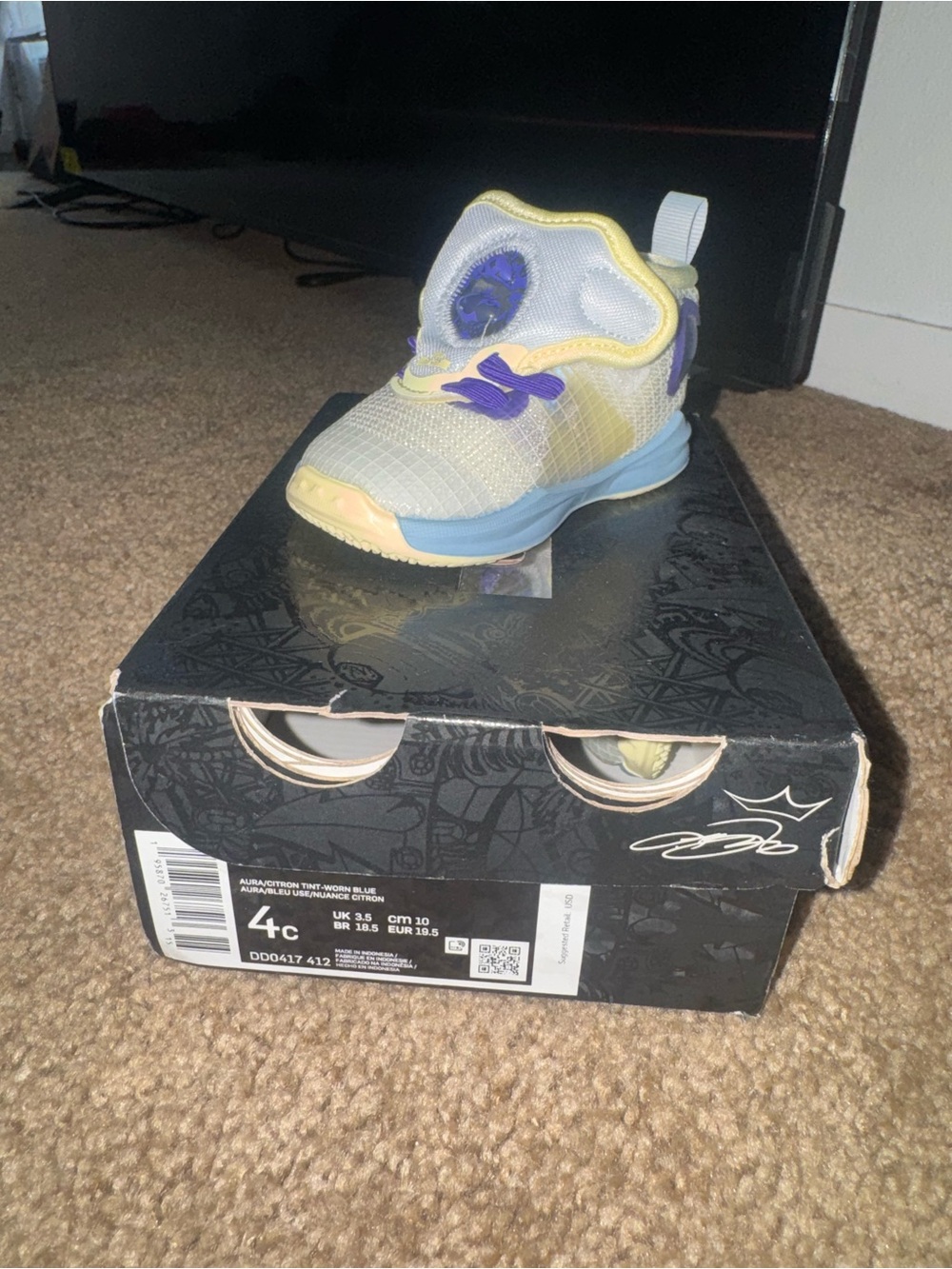 Kids Low-Top Sneaker in Yellow, Purple and Light Blue